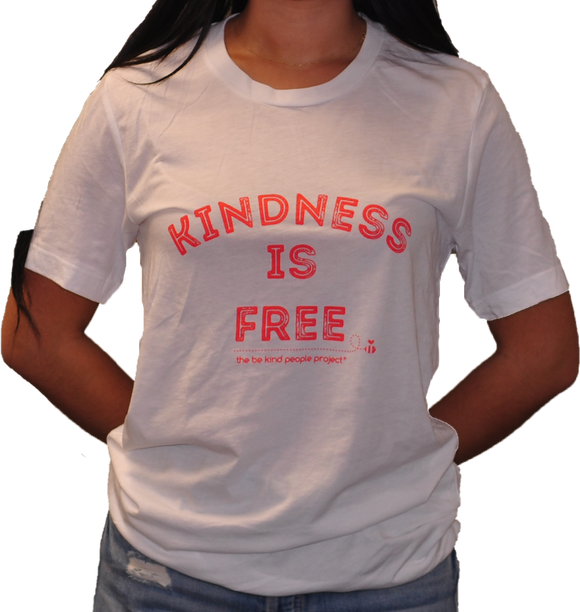 Kindness is Free White and Pink Short Sleeve Shirt - Women's